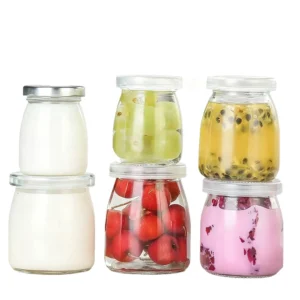 glass milk bottle with lid