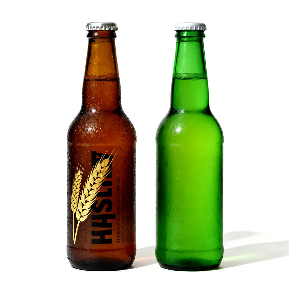 glass beer bottles