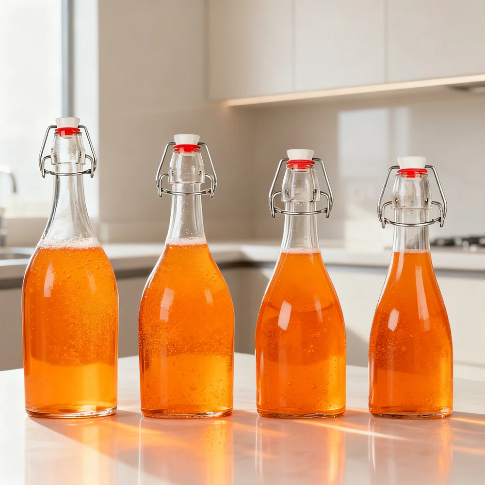 glass flip top bottle