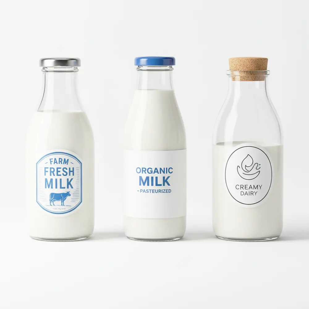 glass milk bottles