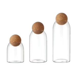 glass canister with wood lid
