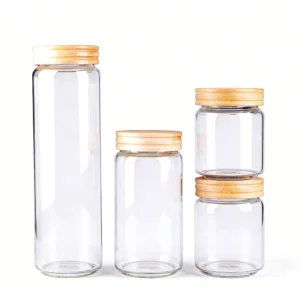 glass jars with wood lids