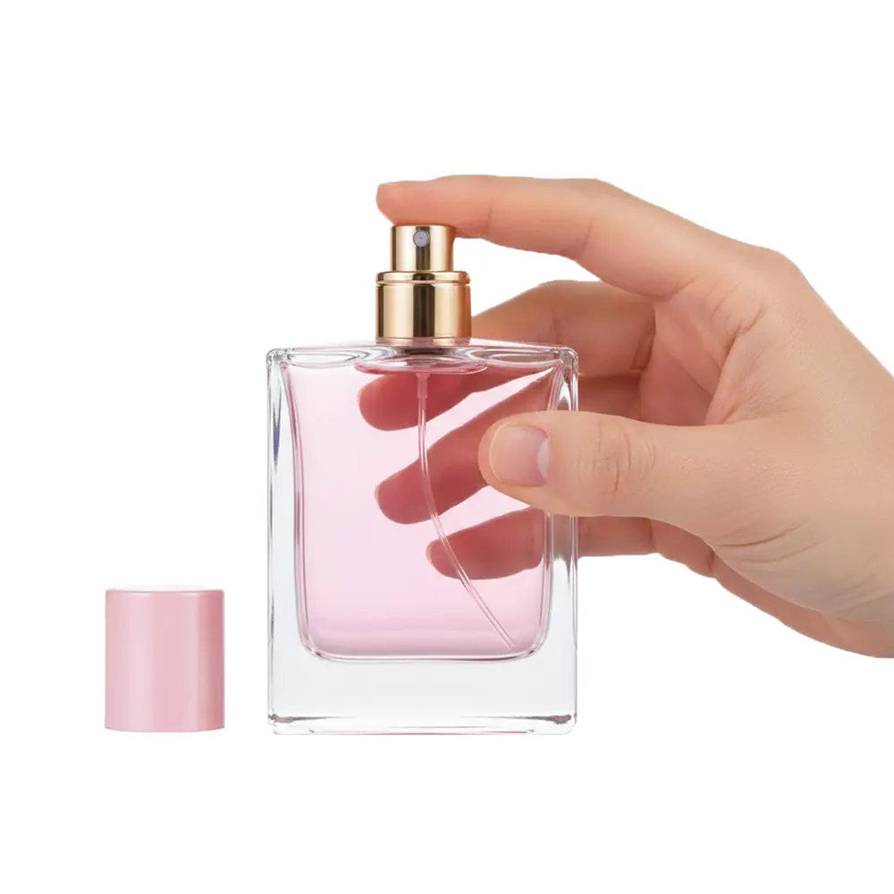 pink square perfume bottle