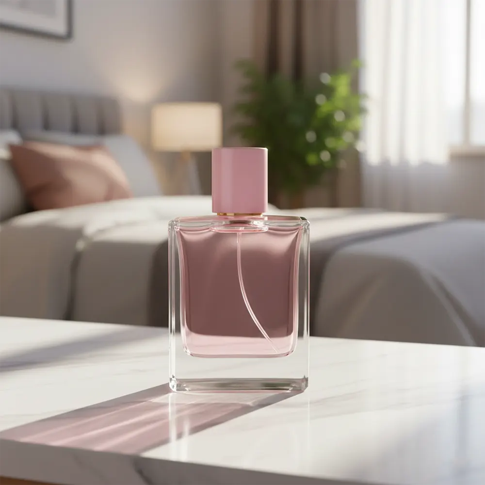 pink square perfume bottle