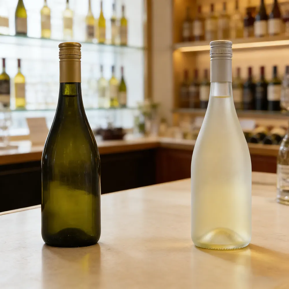 frosted wine bottles