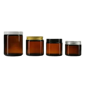 amber glass cosmetic jars