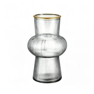 ribbed glass vase