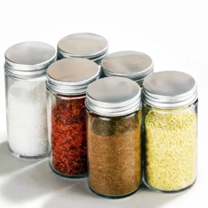 round glass spice jars